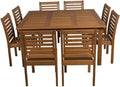 Amazonia Venice 9-Piece Outdoor Armless Square Dining Set Eucalyptus Wood