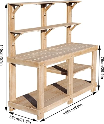 Bakufu Outdoor Garden Potting Bench Open Shelf 4 Layer Multifunction Storage Brown