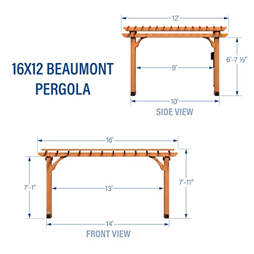 Backyard Discovery Beaumont 14' x 12' Cedar Wood Pergola Kit Light Brown
