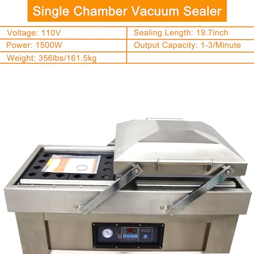 WYDDDARY Double Chamber Vacuum Sealer 1500W Stainless Steel Commercial 19.7inch Sealing Length