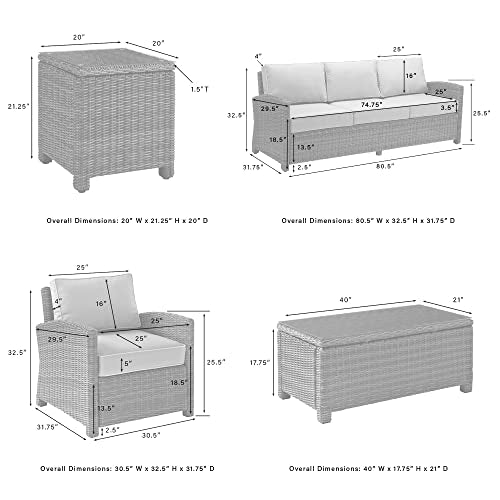 Crosley Furniture Bradenton 5-Piece Outdoor Sofa Set Brown with Sand Cushions