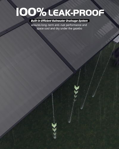 GAOMON Hardtop Gazebo 10'x13' with Double Polycarbonate Roof and Aluminum Alloy Frame Gray