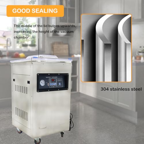 HayWHNKN Commercial Single Chamber Vacuum Sealer Stainless Steel 15.7inch Silver