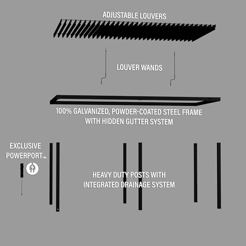 Backyard Discovery Sarasota 20' x 10' Galvanized Steel Pergola Kit with Adjustable Roof Black