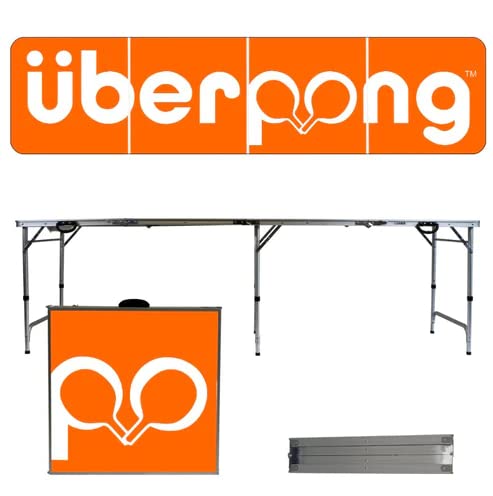 Uberpong Custom Drink Pong Table, Laminated Surface, Adjustable Legs, 2x8 Feet, Multicolor