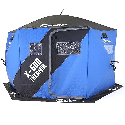 CLAM X-600 Portable 6 Person Thermal Hub Shelter Tent for Ice Fishing