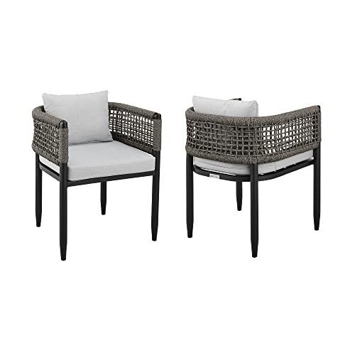 Armen Living Felicia Outdoor Patio Dining Chair Set of 2 Black