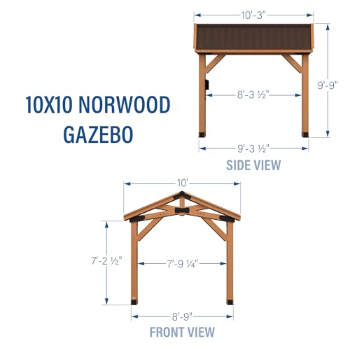 Backyard Discovery Norwood 10x10 Cedar Wood Gazebo Pavilion Light Brown