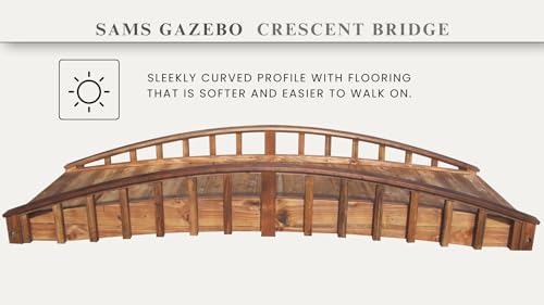 SamsGazebos Crescent Japanese Style Wood Garden Bridge 8 Brown
