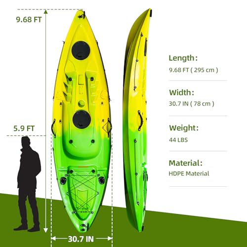 CuisinAid Fishing Kayak with Paddles 9.68FT Green Yellow
