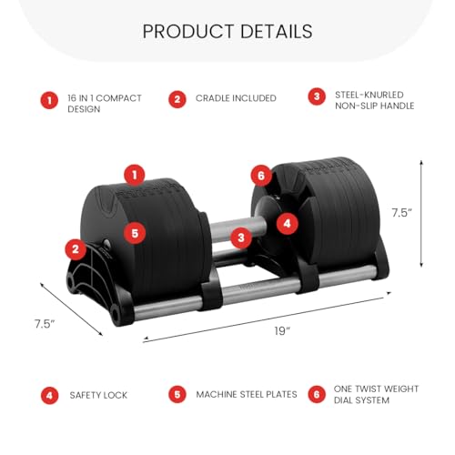 FF Finer Form NUOBELL Adjustable Dumbbell Pair 5-80 lbs Ash