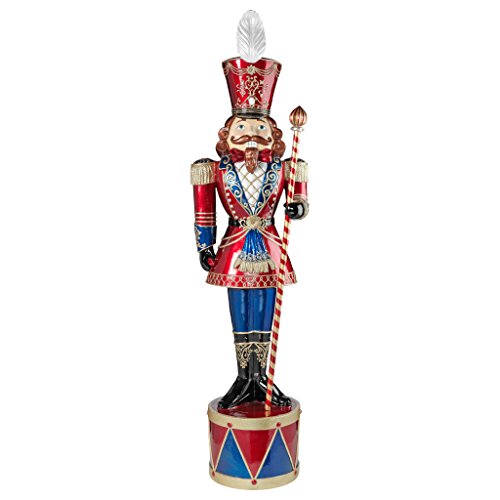 Design Toscano Illuminated Bavarian-Style Giant LED Christmas Nutcracker Soldier Statue Full Color