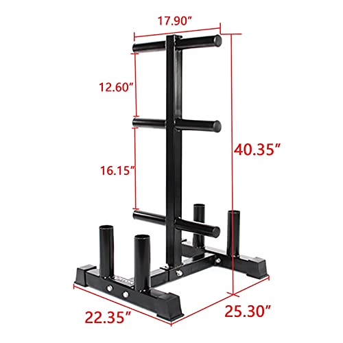 VEITEOX FTY Weight Plate Tree Rack with Barbell Bar Holder, Vertical Olympic Bumper Plates and Bar Storage Stand (Color: No Wheels)