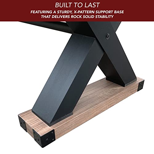 Hathaway Excalibur 9-Ft Shuffleboard Table Rustic Driftwood Finish Black