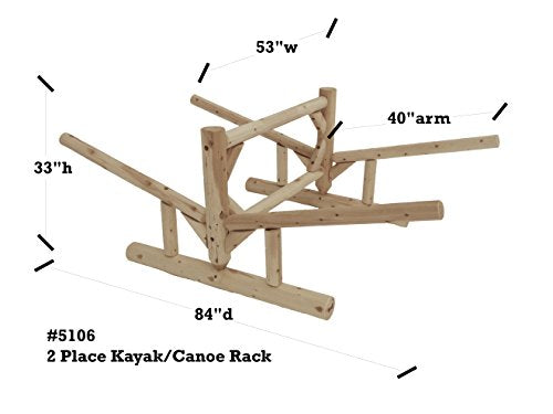 Log Kayak Rack 2-Place Double Sided Freestanding Kayak Storage Rack Unfinished