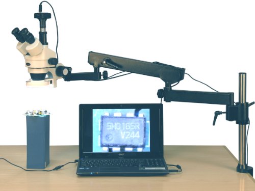 AmScope Digital Trinocular Stereo Zoom Microscope with 8MP Camera and LED Ring Light