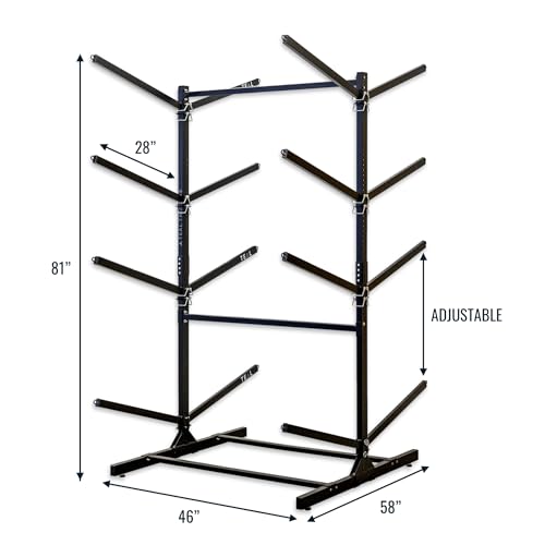Teal Triangle Freestanding G-Watersport 8 Kayak and SUP Outdoor Storage Rack Black