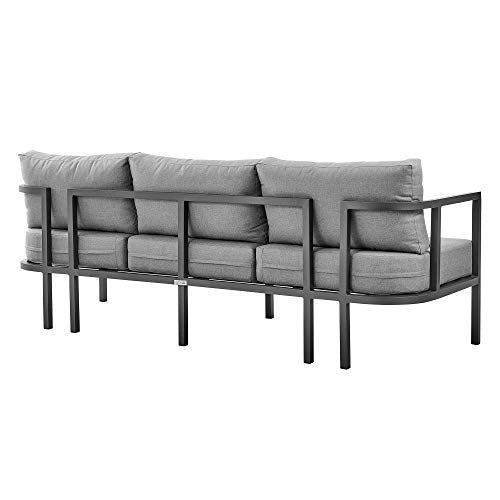 Armen Living Venice 4-Piece Modern Outdoor Patio Conversation Set Dark Gray