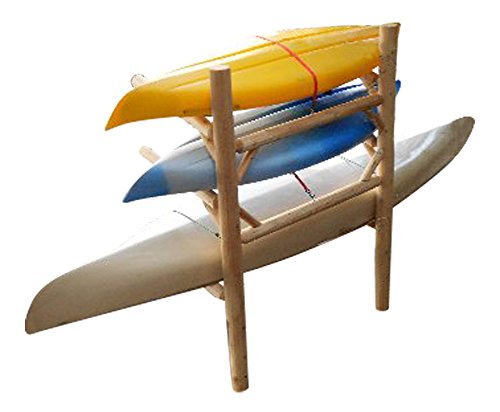 Log Kayak Rack Dock Mounted 1 Canoe Plus 2 Kayak or SUP Log Rack Unfinished