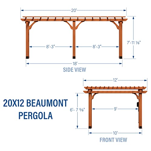 Backyard Discovery Beaumont 20' x 12' Cedar Wood Pergola Kit Light Brown