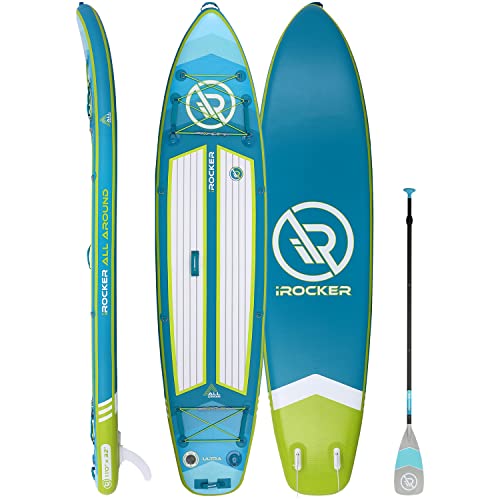 iROCKER All-Around Inflatable Stand Up Paddle Board Ultra Series Teal/Lime