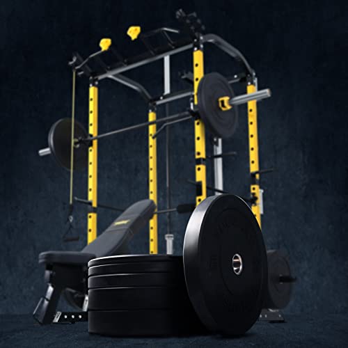 ToughFit Bumper Plate with Steel Insert - Rubber 2" Olympic Barbell Weightlifting Plates Set Black