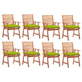 Patio Dining Chairs 8 pcs with Cushions Solid Acacia Wood White and Other