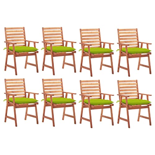 Patio Dining Chairs 8 pcs with Cushions Solid Acacia Wood White and Other