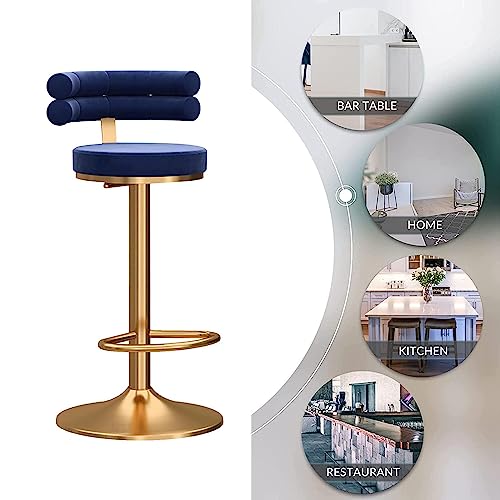 IPSU 360° Swivel Bar Stools Set of 4 Height Adjustable Velvet Blue