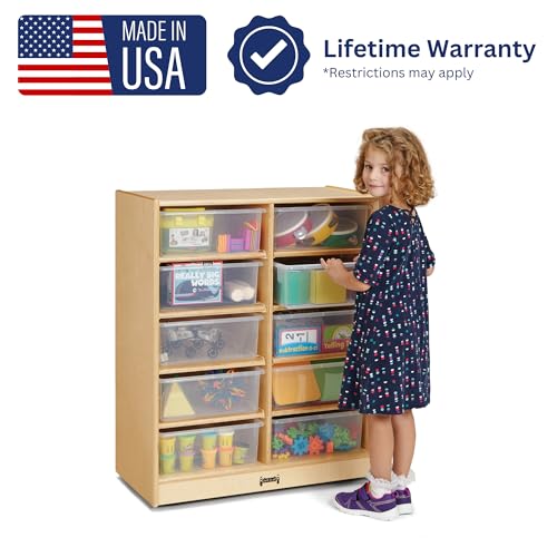 Jonti-Craft 10 Tub Mobile Storage with Clear Tubs Yellow