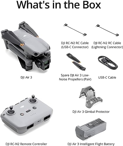 DJI Air 3 Drone Quadcopter RC-N2 Remote Dual Cameras 4K/60fps Gray