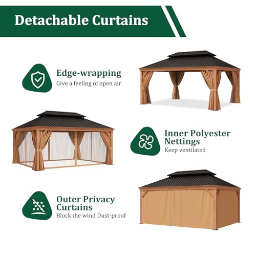 Sonegra 12' x 16' Hardtop Gazebo Brown