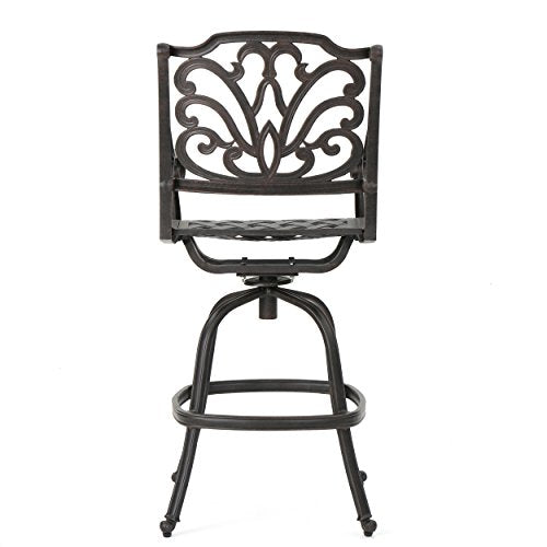 Christopher Knight Home Alfresco Outdoor Cast Aluminum Barstool Set, 4-Pcs Bronze