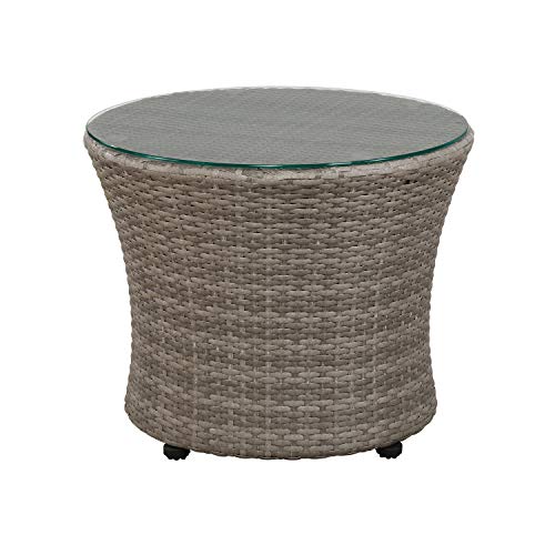 Alaterre Furniture Bistro All-Weather Conversation Set with Two Round Chairs and Glass Top Table Coffee