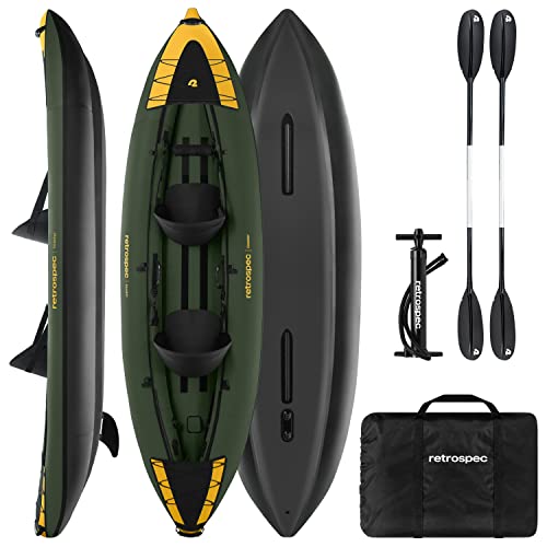Retrospec Coaster 2 Person Inflatable Kayak - Portable Ripstop Polyester Blow up Kayak Wild Spruce