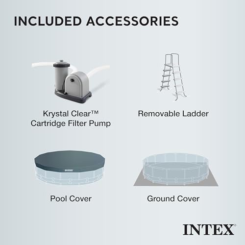 Intex Clearview Prism Frame Above Ground Swimming Pool Gray