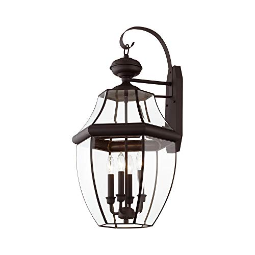 Livex Outdoor Wall Lantern with Clear Beveled Glass Shades Bronze