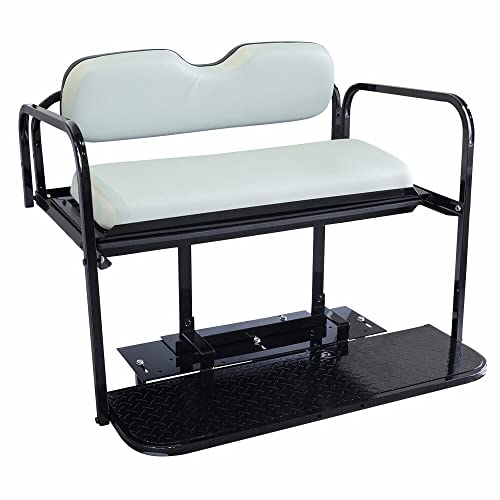Performance Plus Carts Yamaha G14-G22 Rear Flip Seat Kit | Folding Steel Frame | White Cushions