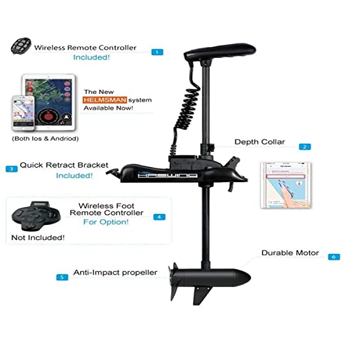 PARKHO HASWING Electric Trolling Motor 12V 54" 55lbs with GPS Anchor Control Black w/ Remote Control + Quick Release