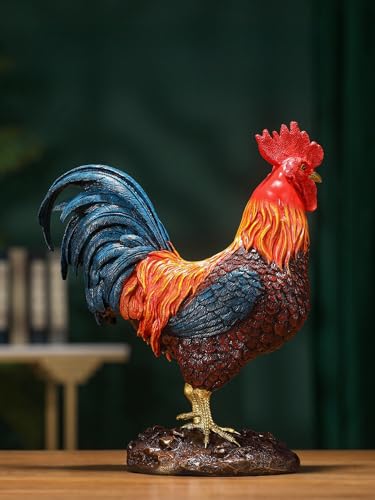 FENGSHUI-CAISHEN Large Colorful Pure Copper Rooster Statue