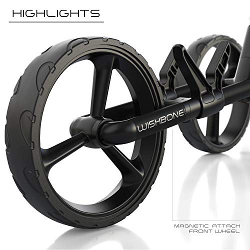 WishboneOne Golf Trolley Push-Pull Cart Megalite 3 Wheel Black
