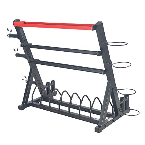 Sunny Health & Fitness All-In-One Weights Storage Rack Stand Black