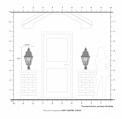 Livex Outdoor Post Light with Seeded Glass Shades Black
