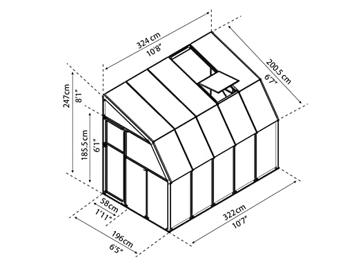 Palram Canopia Rion Sun Room Lean-to Greenhouse DIY Kit 6x10 Ft White