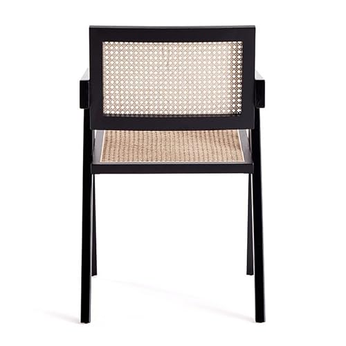 Manhattan Comfort Hamlet Rattan Wicker Cane Side Dining Chair Set of 2 Black/Natural