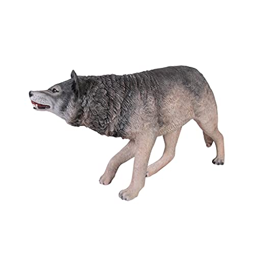 Design Toscano Call of the Wild Growling Gray Wolf Statue Full Color