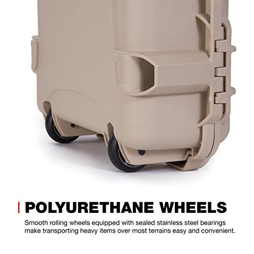 Plasticase Nanuk 990 Waterproof Professional Gun Hard Case with Foam Insert and Wheels Tan