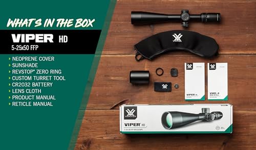 Vortex Viper HD 5-25x50 First Focal Plane Scope VMR-4 MRAD Reticle Black