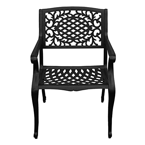 Oakland Living Modern Ornate Outdoor Mesh Aluminum 63-in Black Hexagon Patio Dining Set with Six Chairs