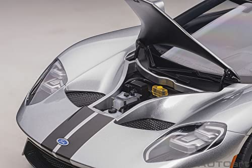 AUTOart 2017 Ford GT Ingot Silver Metallic Model Car 1/12 Black Stripes